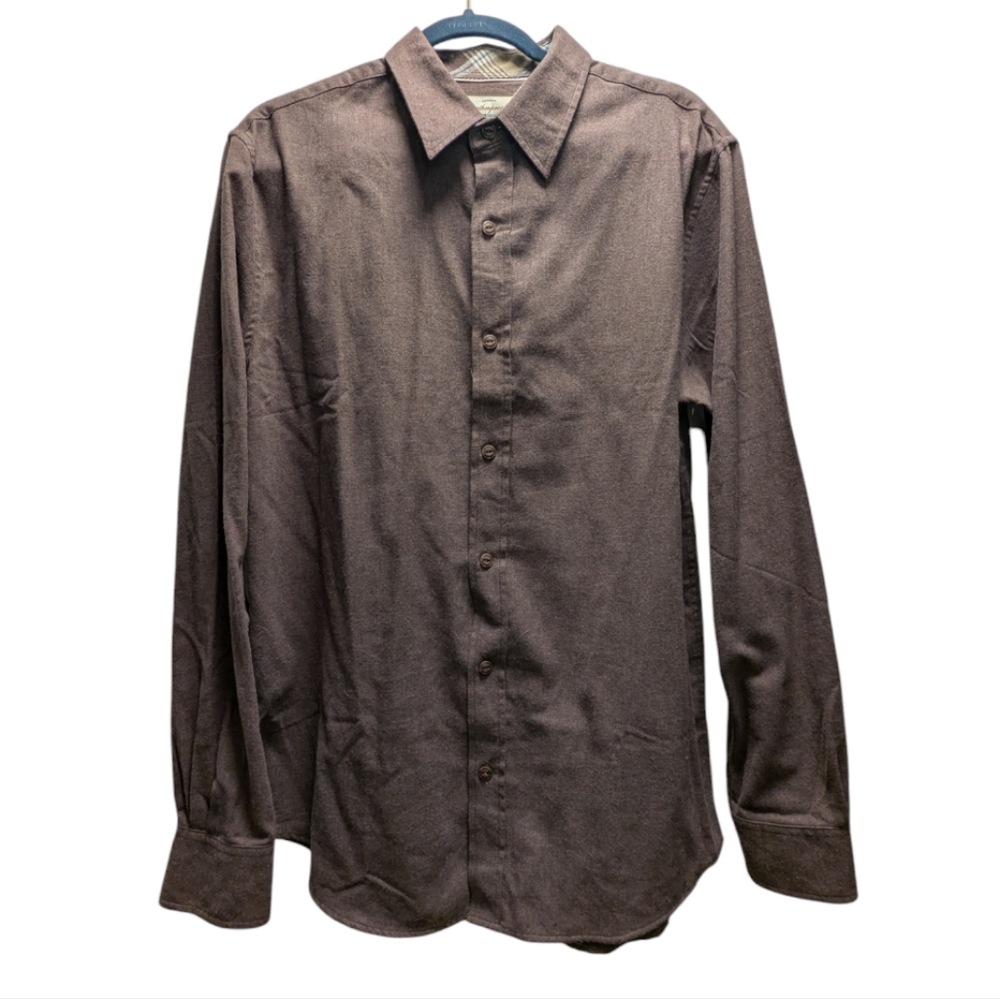 Men's Brown Button-Up Long sleeve Shirt